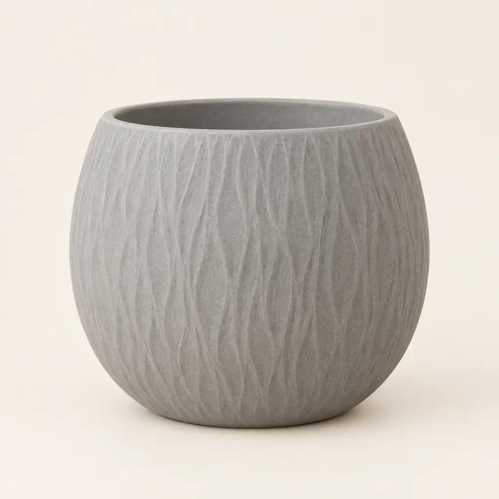 Szara osłonka ceramiczna o okrągłym kształcie z delikatnym wzorem