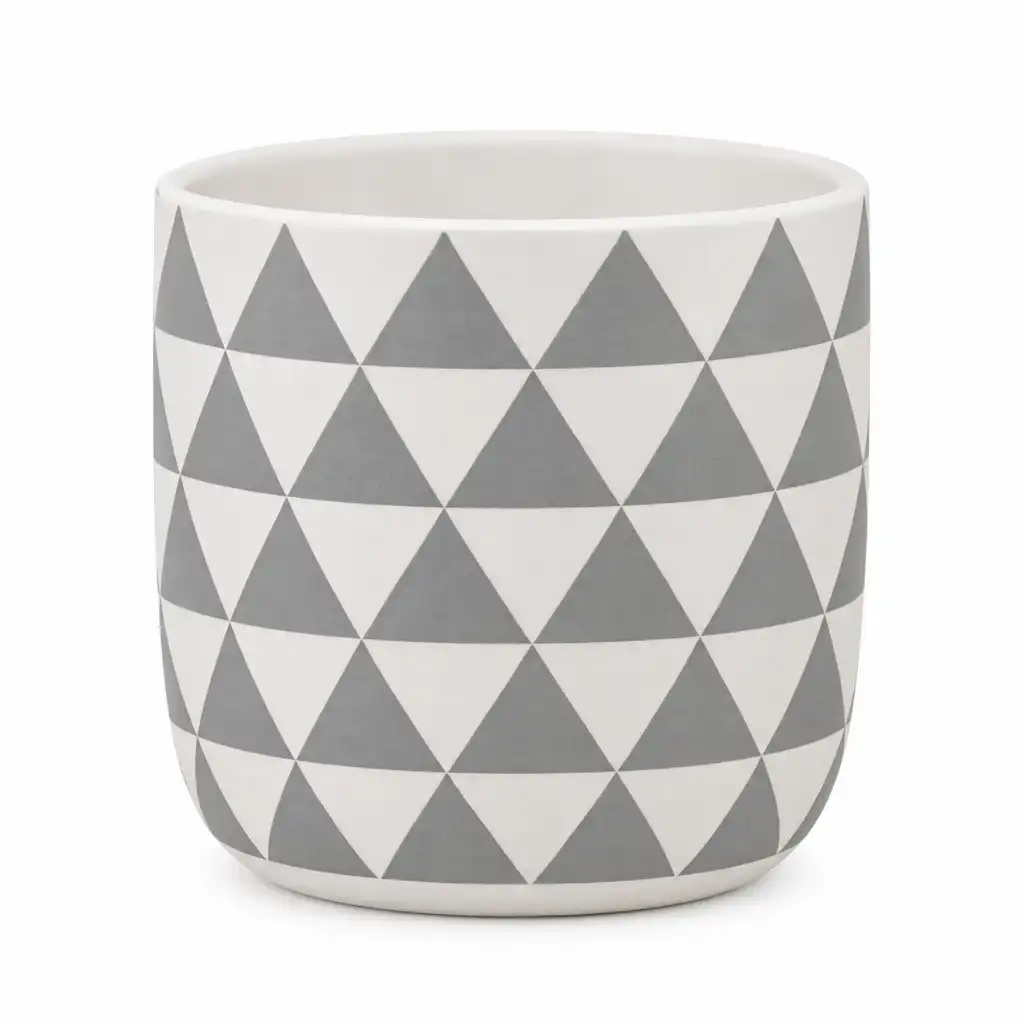 Ceramiczna osłonka na doniczkę w geometryczny wzór o średnicy 15 cm