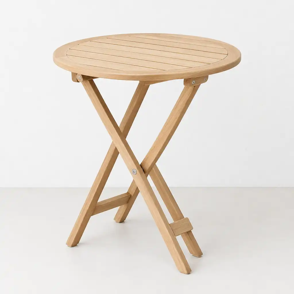 Składany stolik balkonowy Luno Fold 60 cm z jasnego drewna